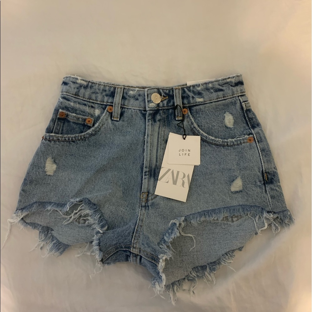 Zara high rise denim shorts